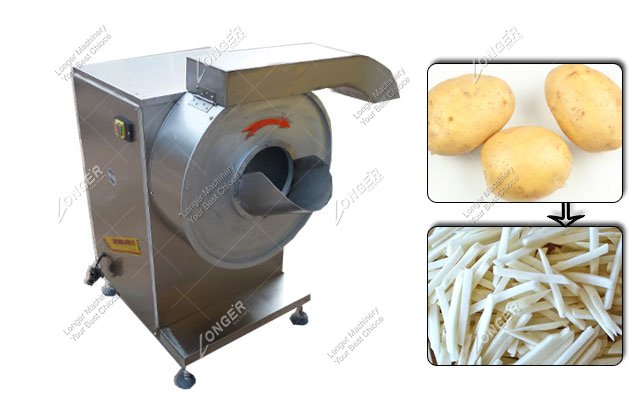 Machine Cutting Potato into Strips